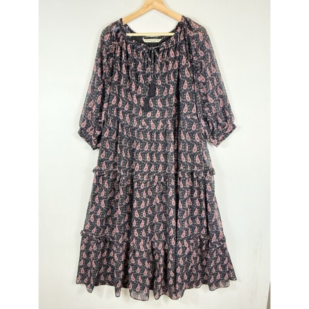 Wayward Fancies eShakti Paisley Dress Womens XL Black Pink Boho Cottage Flowy